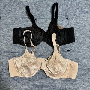Wacoal Bundle Tan Black Women's Back Appeal Underwire Bras Size 42C